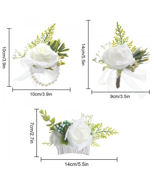 Revspoir Boutonniere for Men for Wedding, Set of 3 Corsage Wristlet Boutonniere for Wedding Ceremony Anniversary Formal Dinner Party