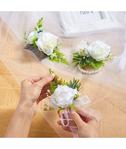 Revspoir Boutonniere for Men for Wedding, Set of 3 Corsage Wristlet Boutonniere for Wedding Ceremony Anniversary Formal Dinner Party