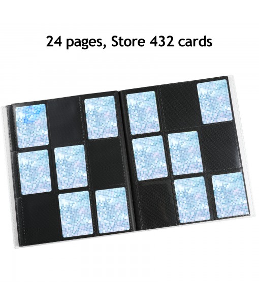  Revspoir Trading Cards Album - 432 Side Loading Pocket, 24 Pages, 18 Pockets Each Page, Waterproof Card Binder for Pokemon, Elastic Strap Prevent Card from Falling（White） 