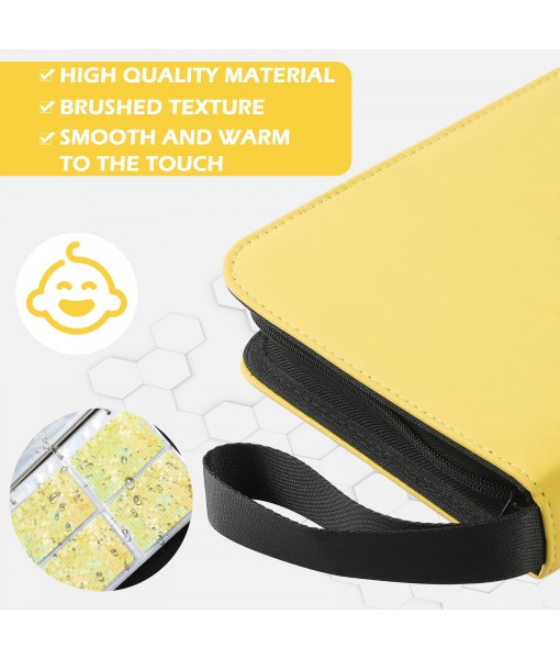 Revspoir Trading Card Binder - 416 Side Loading Pocket, 4 Pocket Trading Card Album Folder with Zipper for Pokemon, Yellow