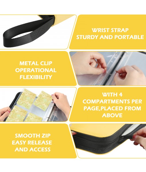 Revspoir Trading Card Binder - 416 Side Loading Pocket, 4 Pocket Trading Card Album Folder with Zipper for Pokemon, Yellow