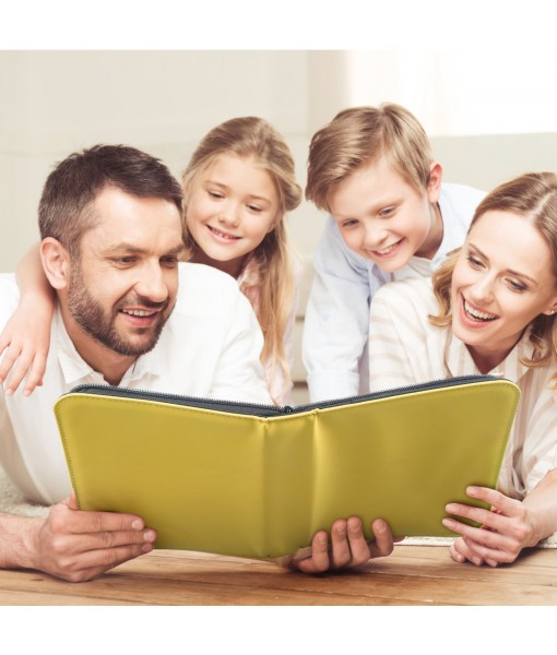 Revspoir Trading Card Binder - 416 Side Loading Pocket, 4 Pocket Trading Card Album Folder with Zipper for Pokemon, Yellow