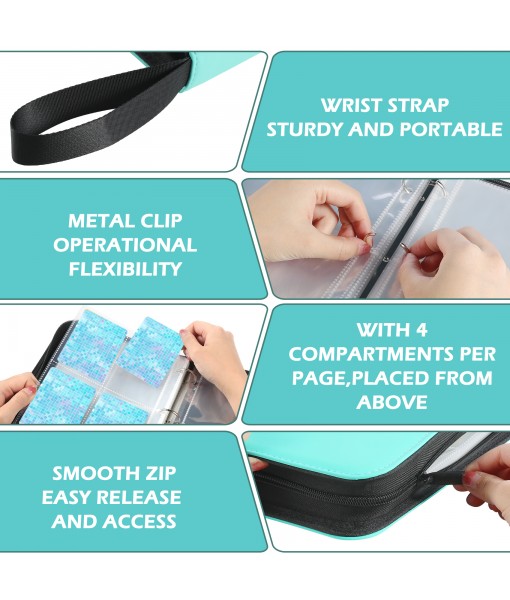 Revspoir Trading Card Binder - 416 Side Loading Pocket, 4 Pocket Trading Card Album Folder with Zipper for Pokemon, Blue