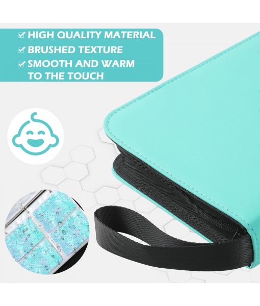 Revspoir Trading Card Binder - 416 Side Loading Pocket, 4 Pocket Trading Card Album Folder with Zipper for Pokemon, Blue