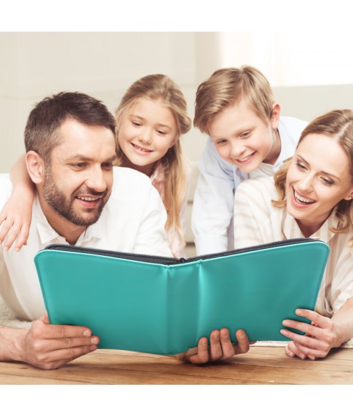 Revspoir Trading Card Binder - 416 Side Loading Pocket, 4 Pocket Trading Card Album Folder with Zipper for Pokemon, Blue